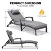 Chaise Lounge Chairs Set of 2 for Outside, Adjustable Position Outdoor PE Rattan Wicker Patio Pool Lounge Chair with Arm, Cushion, Pillow and Wheels - 2 of 4