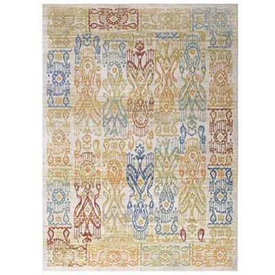 Modway Solimar Distressed Southwestern Aztec 5x8 Area Rug - Multi Color,  100% Soft cross-woven polyester ,  Tight Low Pile Weave