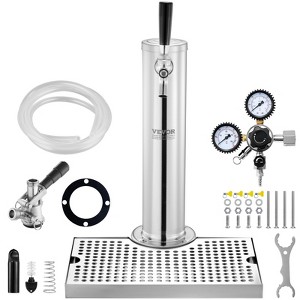 VEVOR Kegerator Tower Kit, Single Tap Beer Conversion Kit, Stainless Steel Keg Beer Tower Dispenser with Dual Gauge CGA320 Regulator - 1 of 4