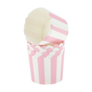 Unique Bargains Medium Wide Stripe Disposable Baking Cups Wood Pulp Paper PE Coating 2.76"x2.17" 50 Pcs - 1 of 4