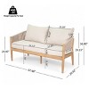 Outdoor Acacia Wood Loveseat,Modern Patio Rope Weave Loveseat with Wood Frame,Lounge Loveseat with Cushion for Garden or Deck-Coolbibila - 4 of 4