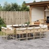 vidaXL 13Pc Beige Poly Rattan Garden Patio Dining Set with Cushions and Glass Tabletop, Space-Saving Foldable Chairs - 2 of 4