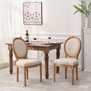 Set of 2 French Country Linen Upholstered Dining Chair with Solid Wood Legs, 4L-ModernLuxe - 1 of 4