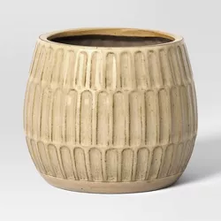 10.125" Ceramic Textured Outdoor Planter Khaki - Threshold™