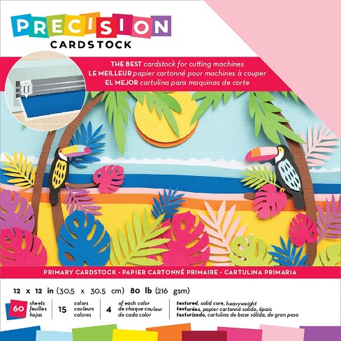 American Crafts Precision Cardstock Pack 80lb 12x12 60-pkg-primary-textured
