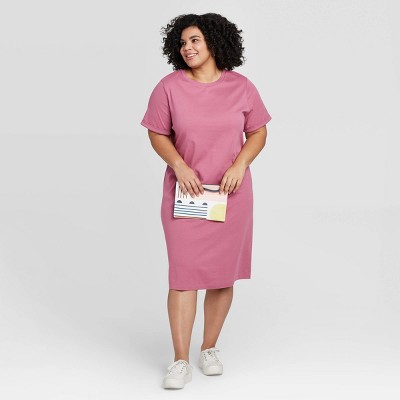 pink t shirt dress plus size