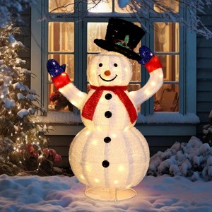 VINGLI 4FT Auto-Waving Outdoor Snowman Christmas Decorations, Lighted Pop Up Snowman w/120 LED Lights, Indoor, Yard, Outside Xmas Decor - 1 of 4