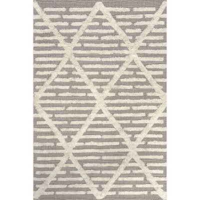 Nuloom Kandice Geometric 4x6 Wool Indoor Area Rug for Living Room Bedroom Dining Room Kitchen, Beige