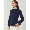 INSPIRE CHIC Women's Button Down Ruffle Collar Long Sleeve Chiffon Shirt 2 Packs - 4 of 4