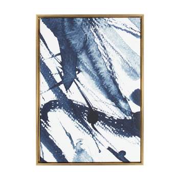 Kate & Laurel All Things Decor 31.5"x41.5" Sylvie Indigo Watercolor Framed Wall Art by Amy Peterson Modern Blue Abstract Wall Art