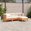 vidaXL 4 Piece Patio Sofa Set with Cushions - Wax Brown - 3 of 4