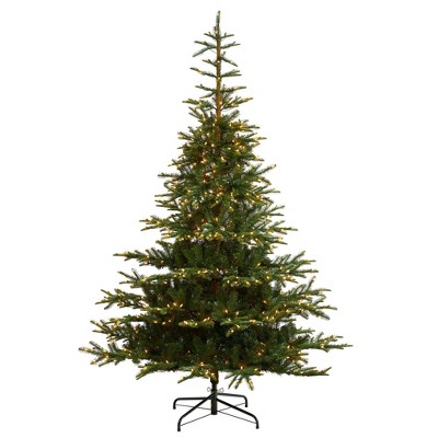 Nearly Natural 8-ft Layered Washington Spruce Christmas Tree with 650 Clear Lights and 1561 Bendable Branches