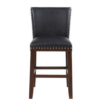 Counter Height Polyurethane Tiffany Counter Chair (Set of 2) with Solid Wood Legs, Nailhead Trim, Stretchers for Comfort and Multiple Color Options