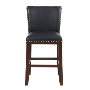 Counter Height Polyurethane Tiffany Counter Chair (Set of 2) with Solid Wood Legs, Nailhead Trim, Stretchers for Comfort and Multiple Color Options - 1 of 4