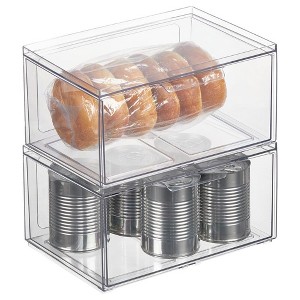 mDesign Plastic Wide Stackable Kitchen Storage Organizer, Drawer, 2 Pack, Clear - 1 of 4