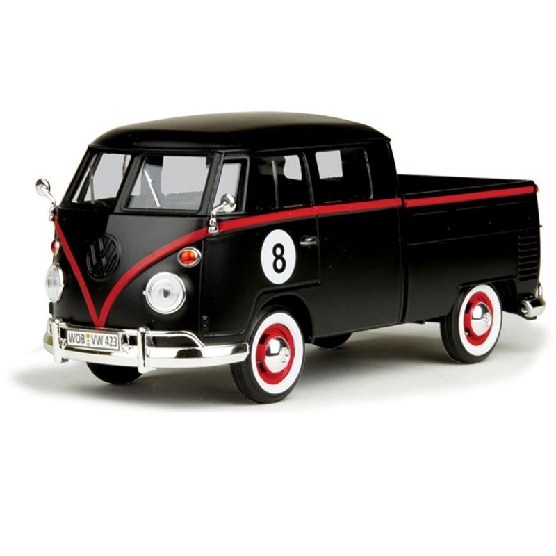 Volkswagen Type 2 (T1) Double Cab Pickup #8 Matt Black 1/24 Diecast Car Model by Motormax, 2 of 4