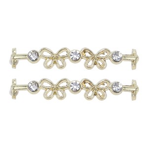Unique Bargains Rhinestone Butterflies Shoelace Charms Gold Tone 2 Pcs - 1 of 4