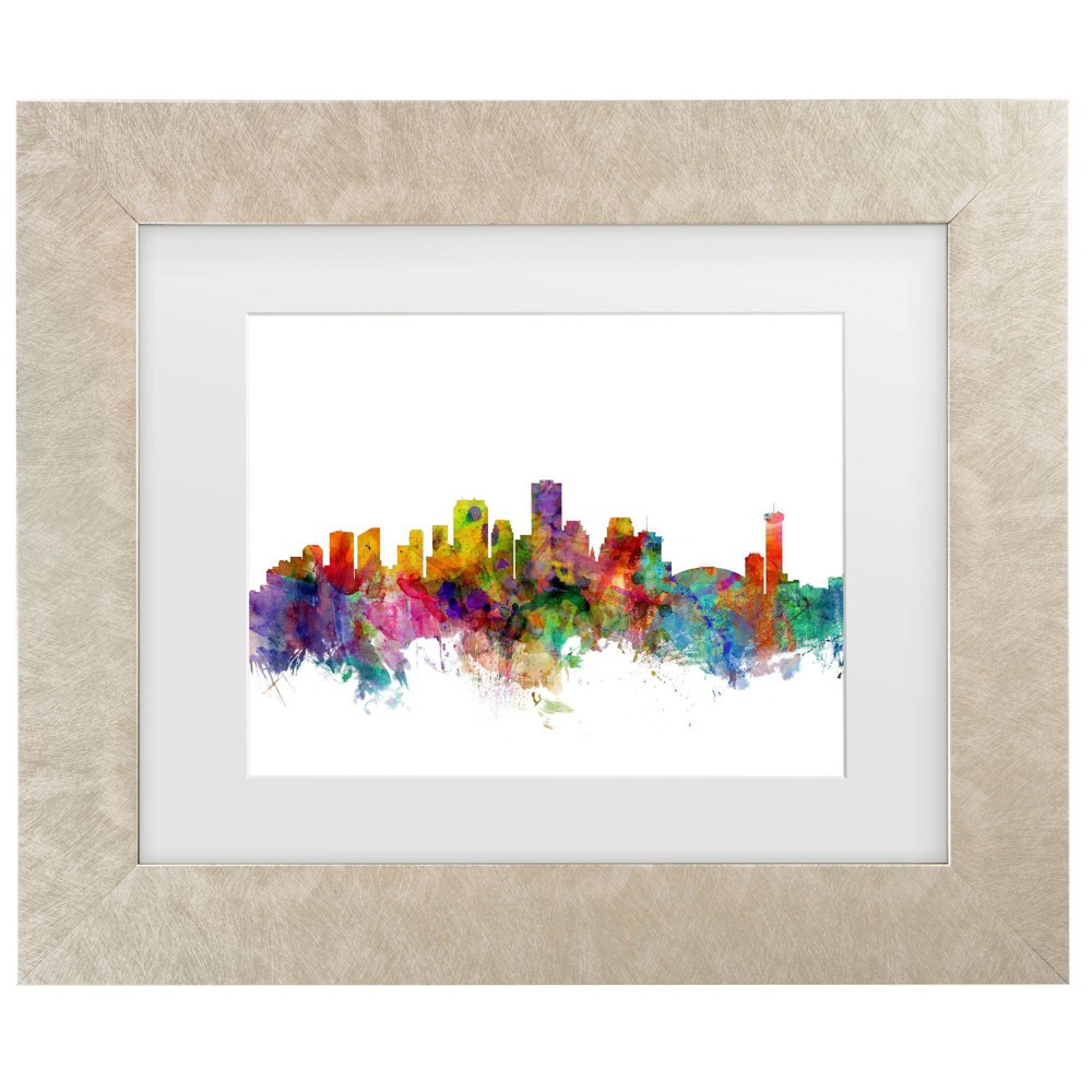 Trademark Fine Art 11"x14" Michael Tompsett New Orleans Louisiana Skyline Matted Framed Art Cream