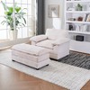 Corduroy Chaise Lounge Single Sofa With 2 Toss Pillows and a Ottoman Upholstered Accent Chairs, White/Orange/Green/Gray/Black-ModernLuxe - 2 of 4