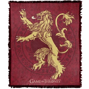 Game Of Thrones Lannister Sigil Blanket 50"x60" Woven Tapestry - 1 of 4