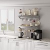 Silver Stainless Steel Metal Wall Mount Utility Shelf with 2 Backsplashes, 5 Hooks, Floating for Kitchen, Bathroom, Restaurant, Laundry - 2 of 4