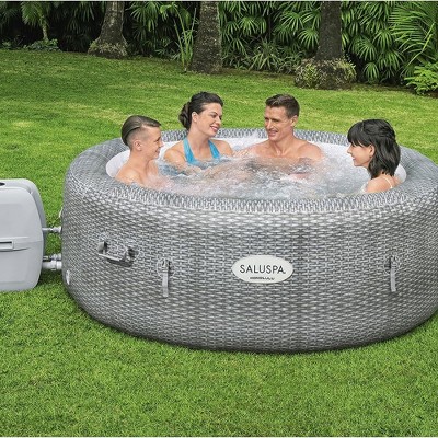 Bestway SaluSpa Honolulu Gray Round Inflatable Hot Tub with EnergySense Cover