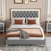 TIRAMISUBEST Full/Queen Size Upholstered Bed Frame with LED Lights, Modern Velvet Platform Bed with Tufted Headboard - 3 of 4