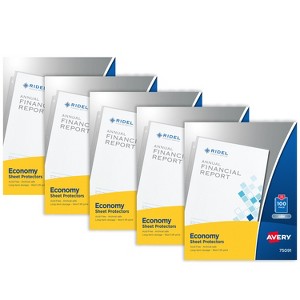 Avery Economy Weight Sheet Protectors, Acid Free, 8-1/2" x 11", 100-Count, Clear, 5 Pack (75202) - 1 of 4