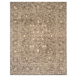 Brown/Beige Solid Knotted Area Rug - (8