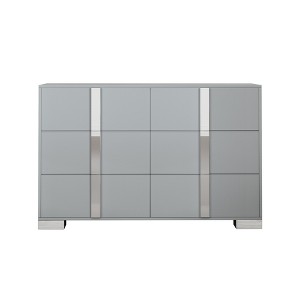 Gulches Elegant Modern 6-Drawer Mirrored Dresser with Metal Legs, Sturdy MDF Storage Cabinet with Anti-Tip Device for Bedroom & Living Room, Gray - 1 of 4