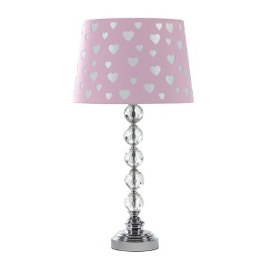 22" Novelty Kids' Metal Table Lamp with Heart Shade Pink - Ore International - 1 of 3