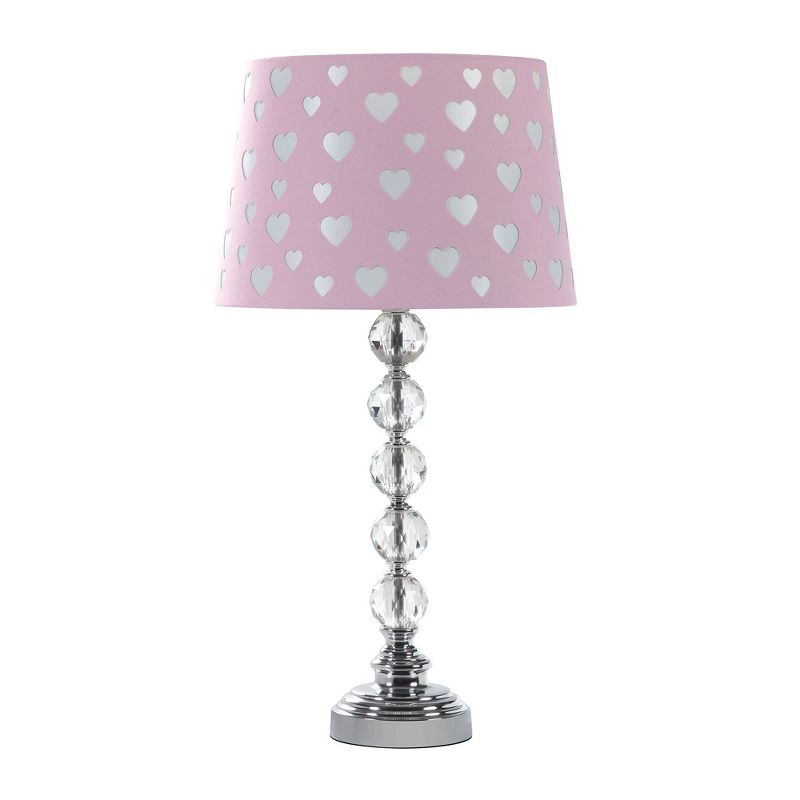 22&#34; Novelty Kids&#39; Metal Table Lamp with Heart Shade Pink - Ore International, 1 of 5