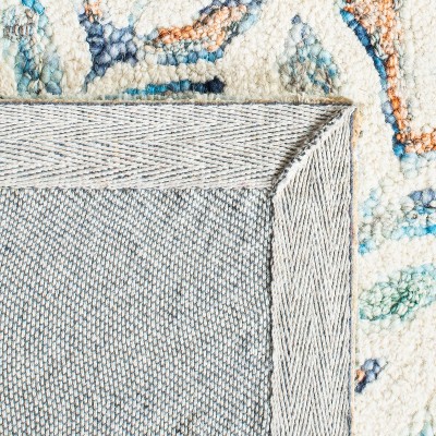 Capri Blue and Ivory Hand-Tufted Wool Square Rug