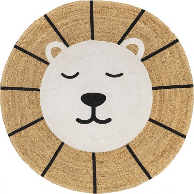 Nuloom Waverly Graphic 4 Round Jute Indoor Area Rug for Dining Room Rug Neutral Rug Living Room Rug Nursery Kitchen, Natural