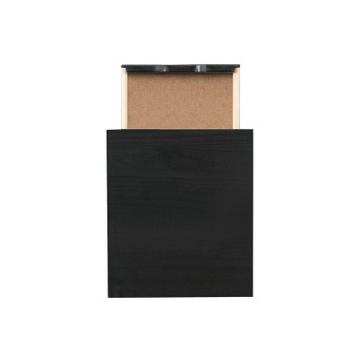 Cary Black Pine Wood Six Drawer Rolling Storage Cart