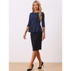 INSPIRE CHIC Women's 3/4 Sleeve Belted Elegant Business Work Peplum Top - 4 of 4