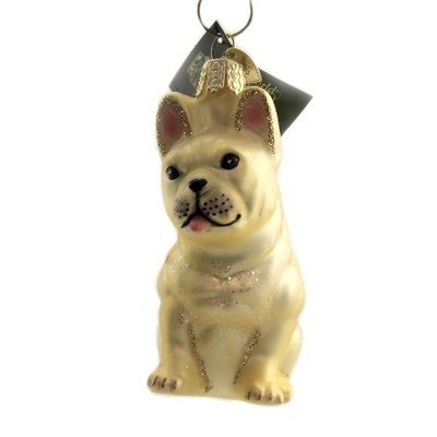 Katherines Collections French Bull Dog Christmas Ornament 3" White 28-828366 