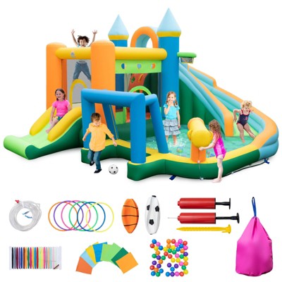 Infans Inflatable Water Slide Kids Blow up Water Park w/Climbing Wall Blower Excluded