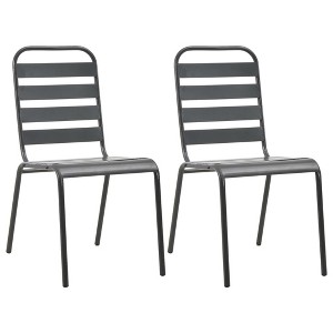 vidaXL Stackable Patio Chairs - Set of 2 – Sturdy Steel Construction, Rust and Weather Resistant, Space-Saving, Easy to Clean, Dark Gray - 1 of 4