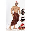 LA LEELA Men's Christmas Tree Swimwear Wrap Fashion Swim Trunk Swimsuit Vacation Holiday Xmas Party Beach Gifts Sarong for Men One Size Red - 2 of 4