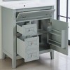 30" Solid Wood Bathroom Vanity with Ceramic Undermount Sink, Soft-Close Drawer Slides, Flip Bin, Storage Drawer & Adjustable Shelf - 4 of 4