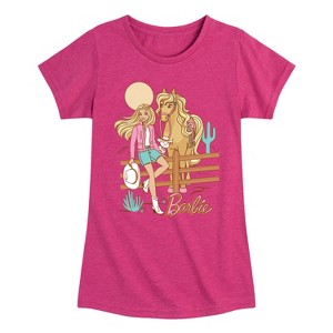 Girls' - Barbie - Desert Cowgirl Fitted Short Sleeve Graphic T-Shirt - 1 of 4