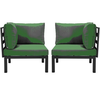 LeisureMod 2-Piece Corner Chair Loveseat Upholstered in Polyester with Aluminum Frame and Removable Cushion Hamilton Collection