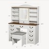 Makeup Vanity Desk with Mirror and LED Lights – Vanity Table with Chair, 10 Drawers, 8 Storage Shelves and Power Outlet for Bedroom and Powder Room - 2 of 4