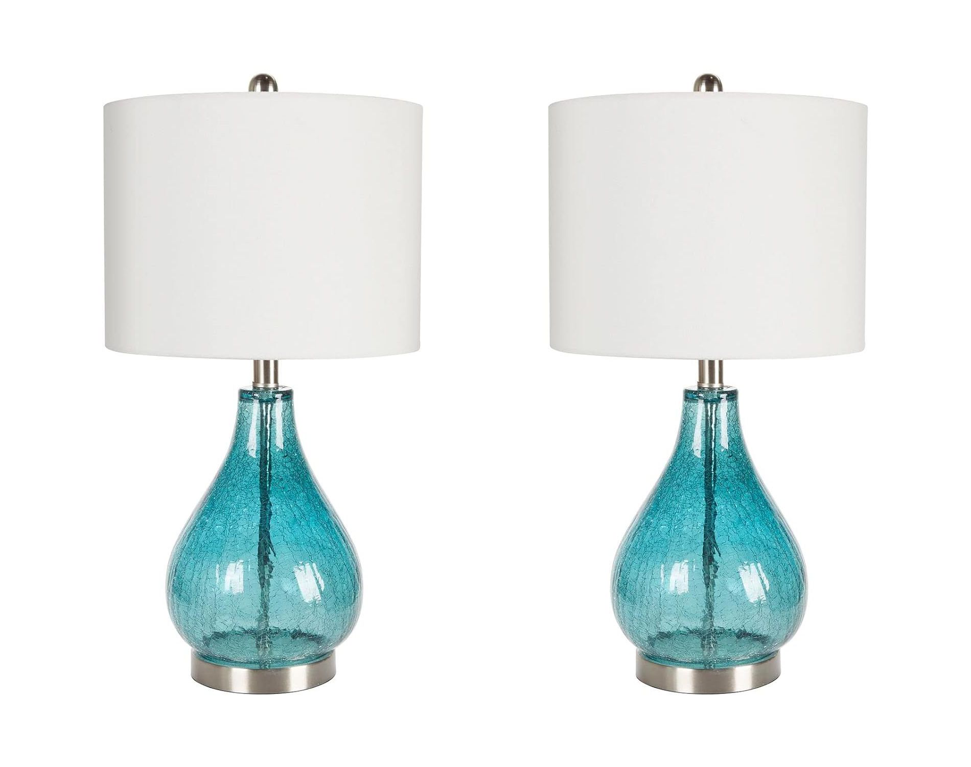 Decor Therapy (Set of 2) Crackle Glass Table Lamps Emerald