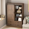 QingMoon Wooden Wardrobe Closet with Sliding Barn Door, Freestanding Clothing Storage Cabinet with 4 Drawers and Hanging Rail for Bedroom - 2 of 4