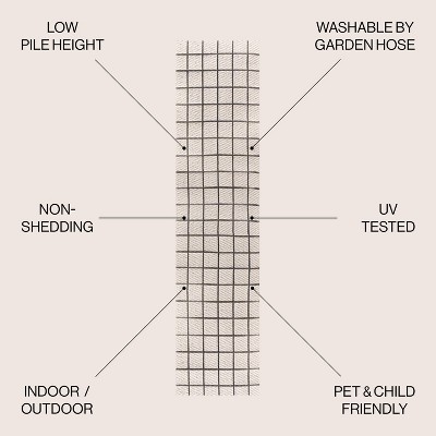 Mid-Century Modern Geometric Black and Cream 2' x 8' Outdoor Rug