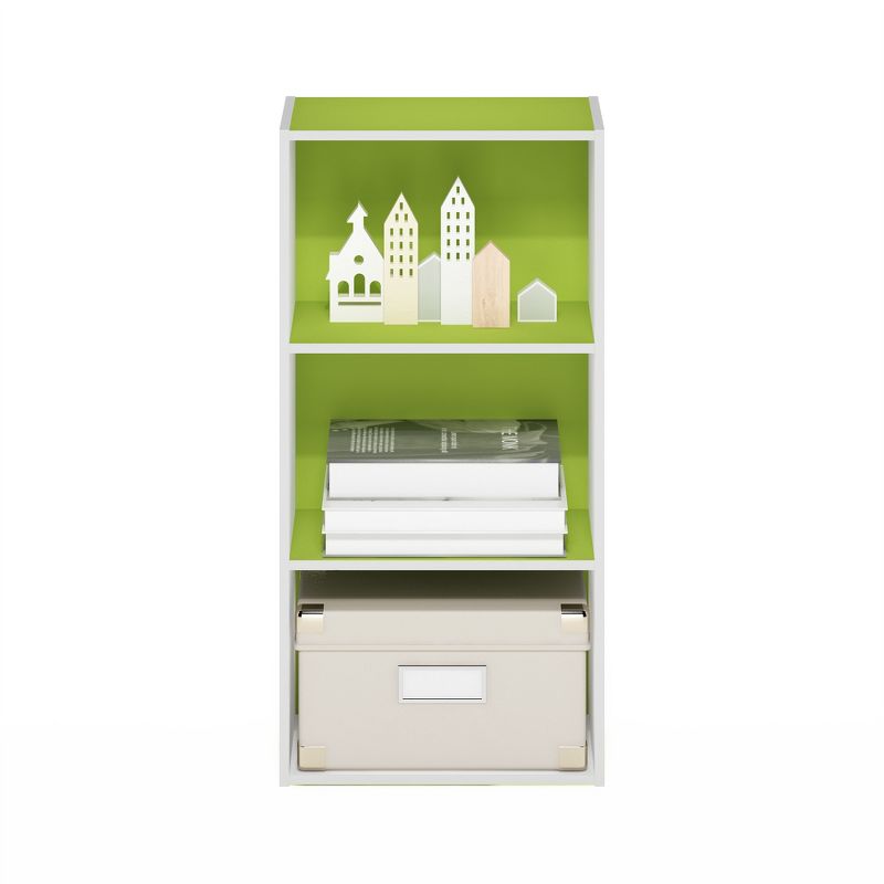 Furinno Luder 3-Tier Open Shelf Bookcase, Green/White, 5 of 7