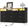 Smart 9-Drawer Dresser with RGB Lights & Charging Hub - 3 AC Outlets, 2 USB Ports, Music Sync, App Control, MDF Wood Grain Finish - 3 of 4