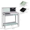 Sapphtopaz Wooden Outdoor Potting Bench Table with Removable Sink, Garden Potting Table for Outdoors with Chalkboard, Drawer, Open Shelf Storage - 2 of 4